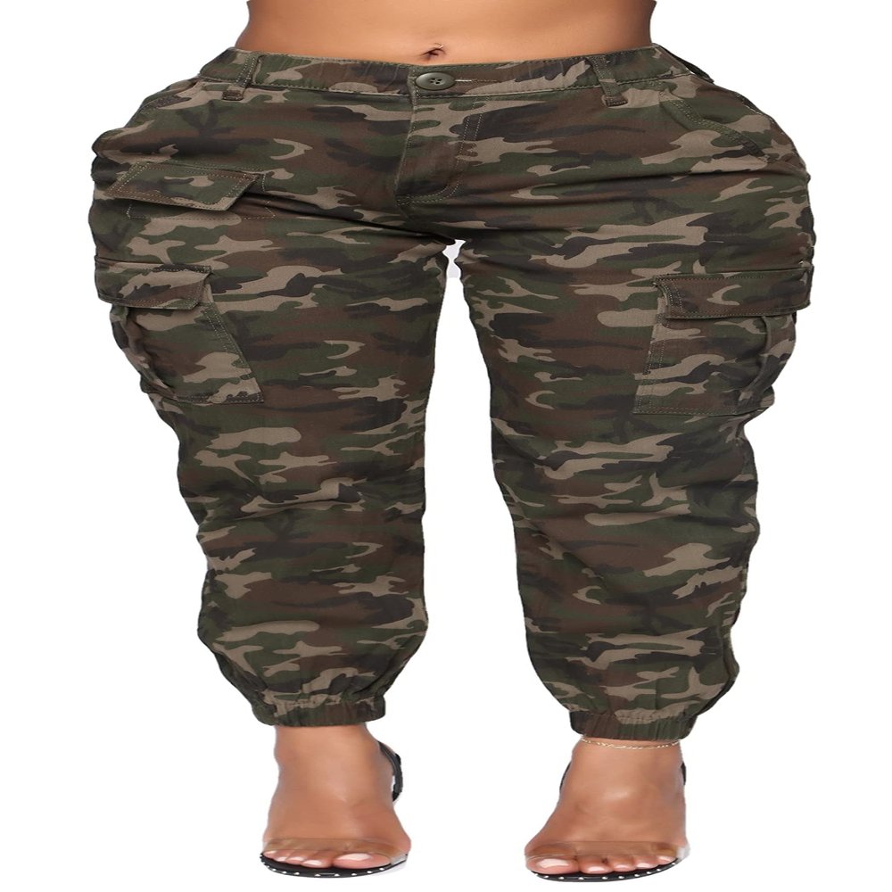 Double Denim January 5th High Waist Cargo Pants for Women  Baggy Stretchy Fleece Lined Casual Sweatpants with 6 Pockets Camo