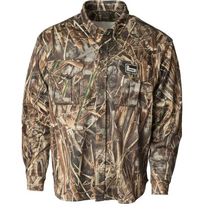 Banded Men's Tec Fleece Jac Polyester Button-Down Moisture-Wicking Collared Mid-Layer Camo Long Sleeve Hunting Shirt, Realtree MAX7, Medium