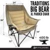 Black Sierra Deluxe Padded Camping Chair for Sports & Outdoors, Oversize XL Outdoor Folding Chair Supports 400 lbs, Heavy Duty Seat w/Dual Cup Holders/Carry Bag Perfect for RV, Tailgating, Glamping view 2