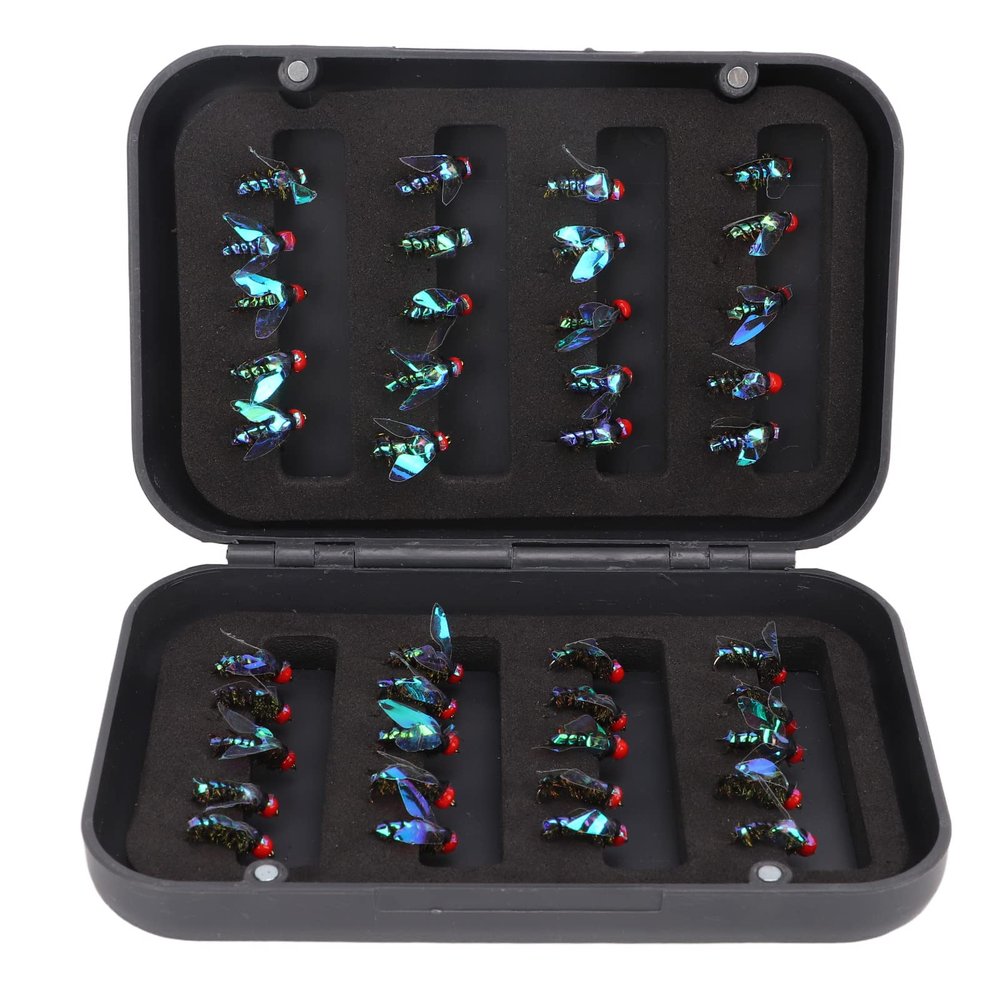 RiToEasysports Fly Fishing Lures Kit, 40pcs High Carbon Steel Hook with Wool, PVC Dry Wet Lures Bait for Trout Bass Steelhead Fish