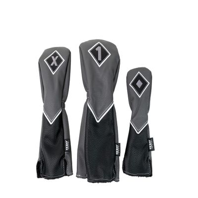 Izzo Golf Premium Headcover Set Gray/Black - Includes Driver, Fairway Wood and Hybrid Golf headcovers