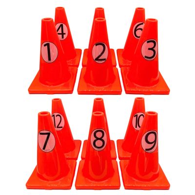 LVL10 Pro Training Cones - 12" Large Soccer Cones for Sports Training - for Basketball, Football, Basketball and Agility Drills - Soccer Field Markers That Won't Crack, Slide or Fly
