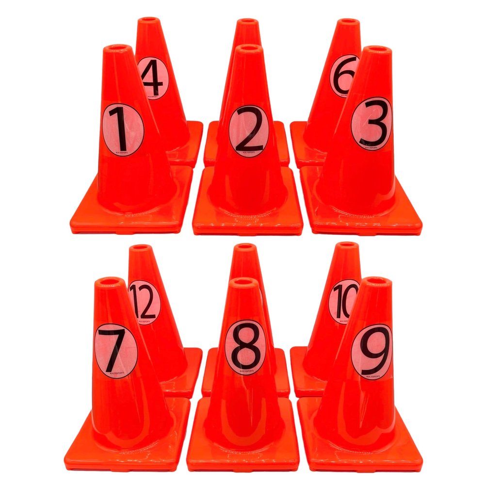 LVL10 Pro Training Cones - 12" Large Soccer Cones for Sports Training - for Basketball, Football, Basketball and Agility Drills - Soccer Field Markers That Won't Crack, Slide or Fly
