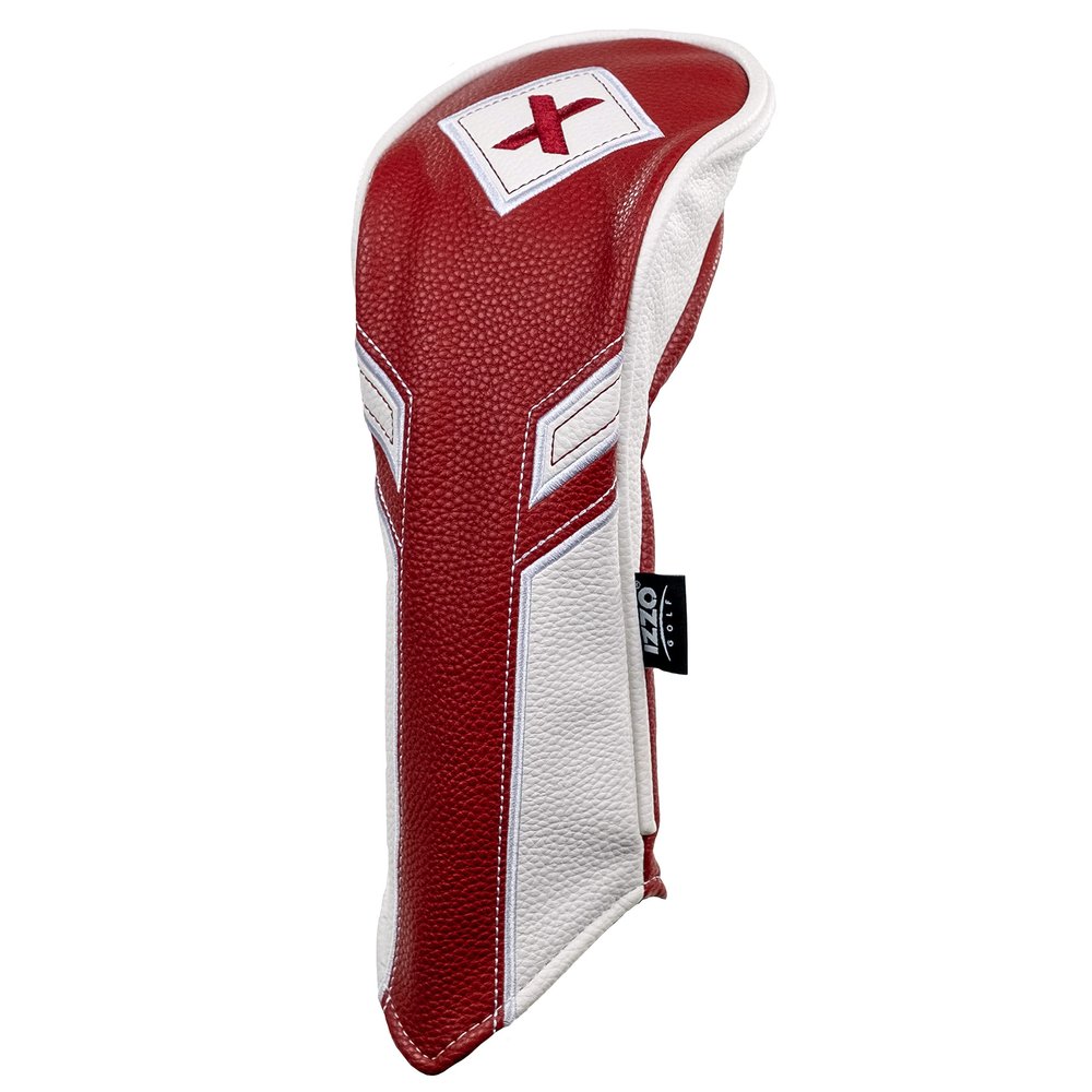 Izzo Golf Premium Molded Fairway Wood Headcover Maroon/White - Durable PU Leather Golf Fairway Wood Headcover