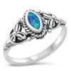 Marquise Blue Simulated Opal Classic Ring New .925 Sterling Silver Band Size 10 view 1