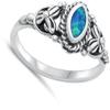 Marquise Blue Simulated Opal Classic Ring New .925 Sterling Silver Band Size 10 view 2