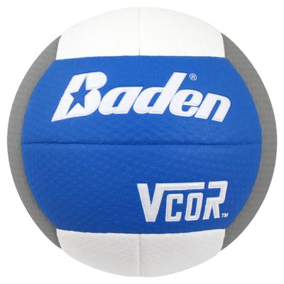 Baden | VCOR | Dimpled Microfiber | Mens + Boys + Womens Indoor Game Volleyball | 13U to College | Official Size 5 | Blue/Grey/White | AVCA Approved