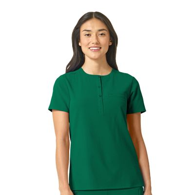 WonderWink Women's Mandarin Collar Tuck-in Scrub Top, Hunter, 3X