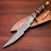 Rare Custom Blood GROOVED Custom Damascus Fighter Kris Dagger Bowie Knife view 2
