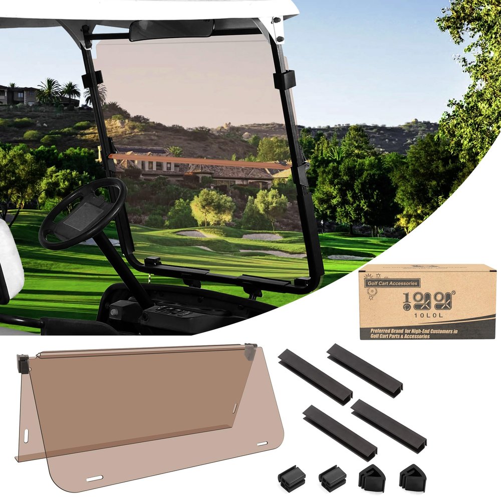 10L0L Folding Down Tinted Golf Cart Windshield for Yamaha G14 G16 G19(1995-2003) Models Gas or Electric Golf Cart