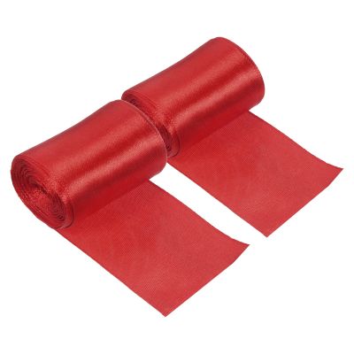 PATIKIL Finish Line Satin Ribbon 5cm 5m/16.4ft, 2 Pack Polyester Fabric Tape for Outdoor Athletics Sprint Running Race Sport, Red