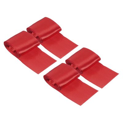 PATIKIL Finish Line Satin Ribbon 5cm 3.0m/9.84ft, 4 Pack Polyester Fabric Tape for Outdoor Athletics Sprint Running Race Sport, Red