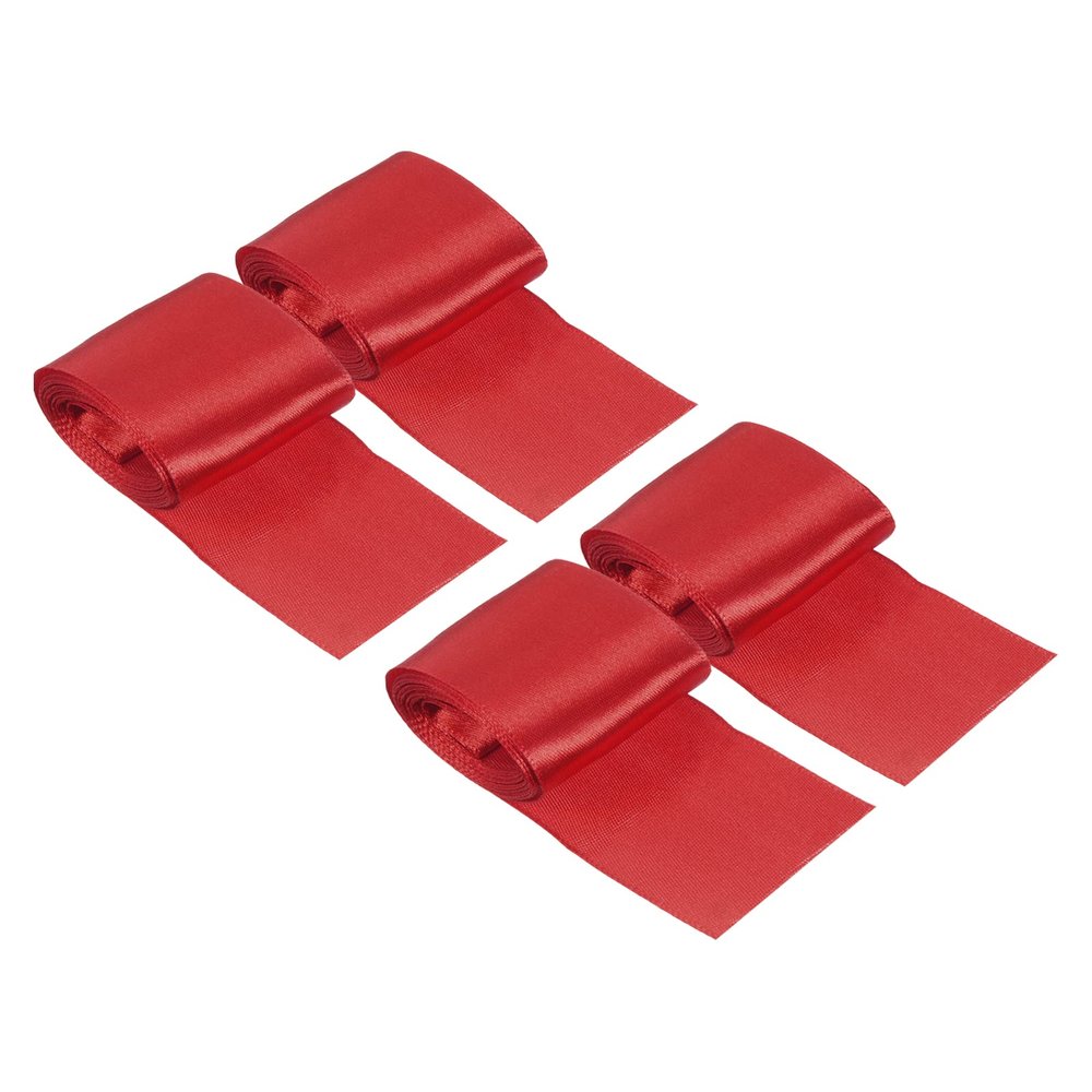 PATIKIL Finish Line Satin Ribbon 5cm 3.0m/9.84ft, 4 Pack Polyester Fabric Tape for Outdoor Athletics Sprint Running Race Sport, Red