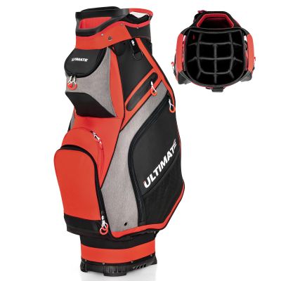 Tangkula 11" Golf Cart Bag with 14 Way Top Dividers, Lightweight & Portable Golf Club Cart Bag with 7 Zippered Pockets, Rain Hood, Shoulder Strap, Umbrella Holder