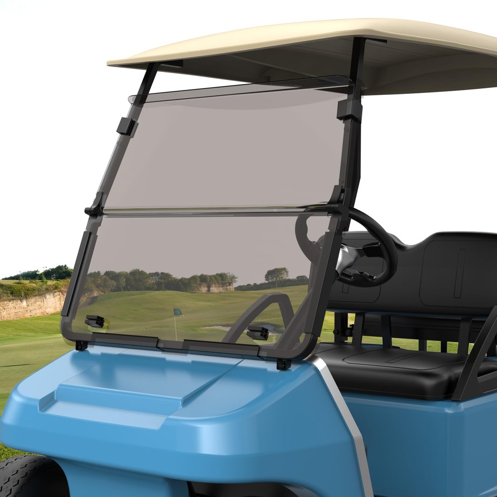 10L0L Golf Cart Windshields for Club Car DS (2000-up) HD Shatterproof Foldable Windproof Windshield UV Protection Golf Cart Front Windshield