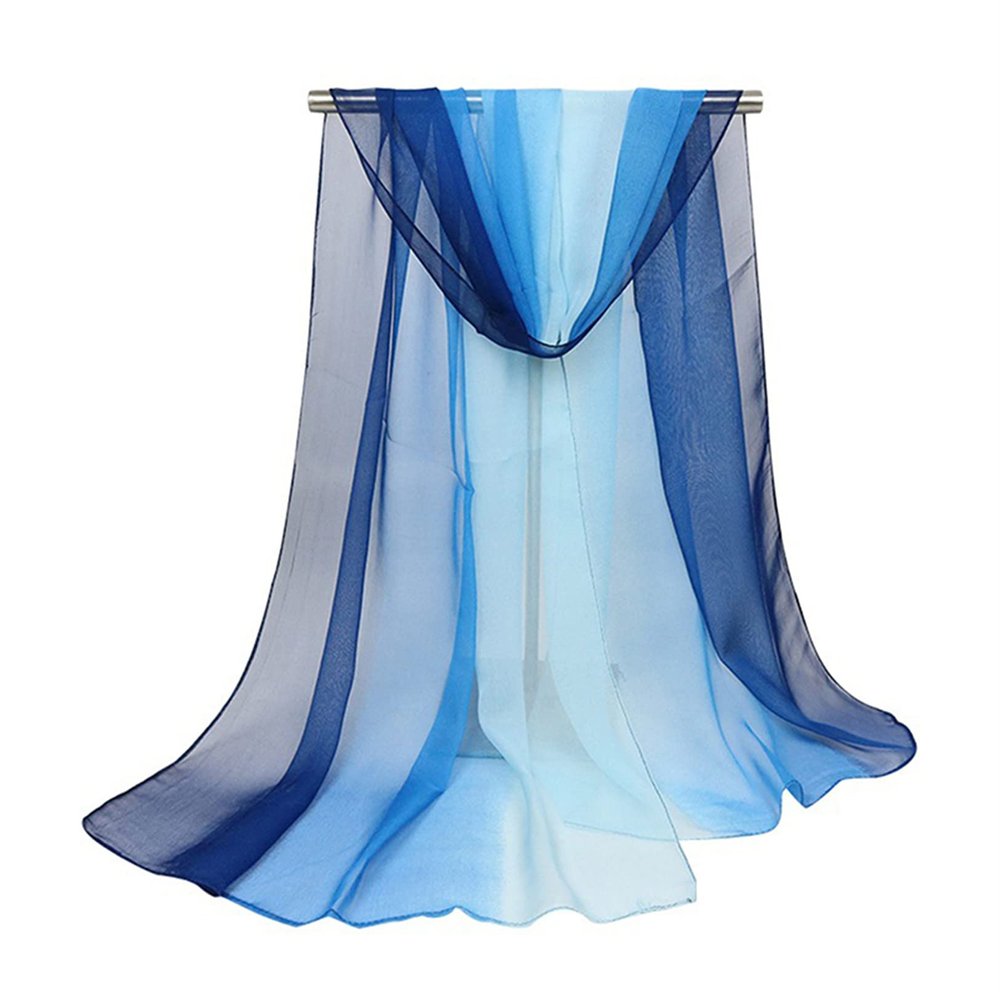 ZHOULL Women Belly Dance Veil Chiffon Dancing Hand Scarf Gradual Color(Navy Blue)