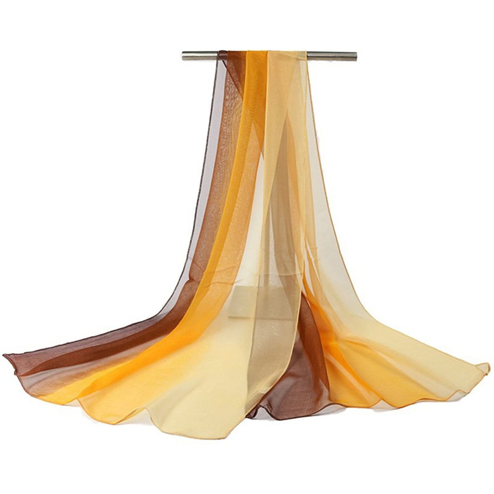 ZHOULL Women Belly Dance Veil Chiffon Dancing Hand Scarf Gradual Color(Coffee Orange)