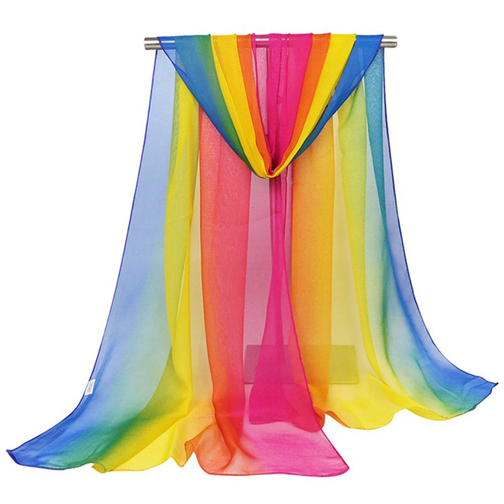ZHOULL Women Belly Dance Veil Chiffon Dancing Hand Scarf Gradual Color(Iridescent)