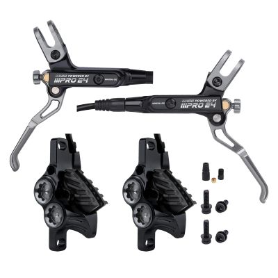 JFOYH Upgraded E4 MTB 4 Pistons Hydraulic Disc Brake Set with Cooling Metal Pads for Mountain Bike(Pre-Bled, Front and Rear) - Black