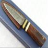 New Genuine Damascus Steel Bespoke Full Tang Kiln Dried Ironwood Handle Sheffield Sgian Dubh with Leather Sheath Boxed view 1