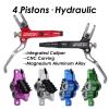 JFOYH Upgraded E4 MTB 4 Pistons Hydraulic Disc Brake Set with Cooling Metal Pads for Mountain Bike(Pre-Bled, Front and Rear) - Red view 2