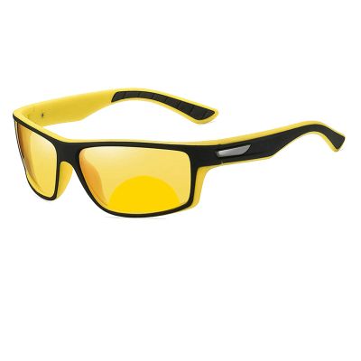 COTIA Bifocal Reading Sunglasses Night Vision for Men Yellow Sports Driving Glasses with UV Protection and Anti Glare (black yellow, 3, multiplier_x)