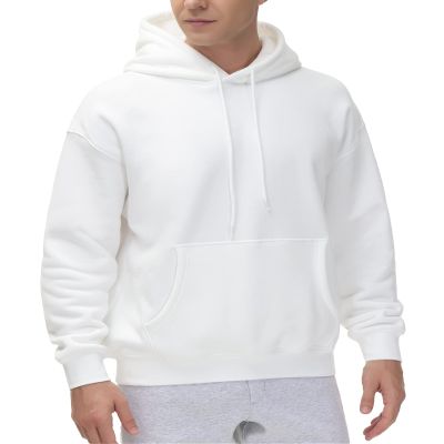 THE GYM PEOPLE Men's Fleece Pullover Hoodie Loose Fit Ultra Soft Hooded Sweatshirt With Pockets White