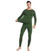 PISIQI Thermal Underwear Men Ultra-Soft Long Johns Set with Fleece Lined Base Layer Winter Skiing Warm Top & Bottom Green view 3