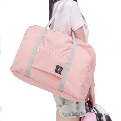JUNYY Foldable Travel Large Capacity Sport Gym Tote Bag Workout Duffel Bags Shopping Handbag For Women Men(Pink)