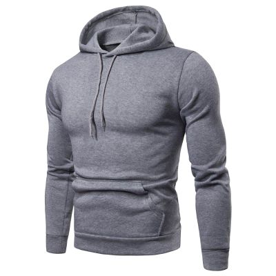 Maiyifu-GJ Men's Casual Solid Pullover Hoodies Long Sleeves Gym Hooded Sweatshirt Lightweight Drawstring Athletic Hoodie (Grey,XX-Large)