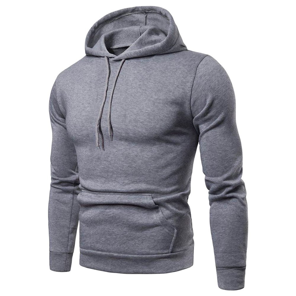 Maiyifu-GJ Men's Casual Solid Pullover Hoodies Long Sleeves Gym Hooded Sweatshirt Lightweight Drawstring Athletic Hoodie (Grey,XX-Large)