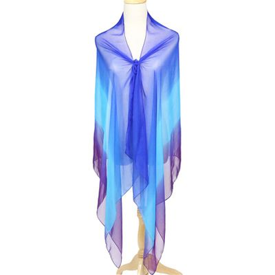 ZHOULL Women Belly Dance Veil Chiffon Dancing Hand Scarf Gradual Color(Purple)