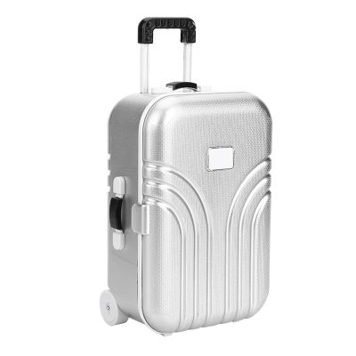 FILFEEL Baby Suitcase Toy, Childs Mini Luggage Box, Cute Plastic Rolling Suitcase Silver