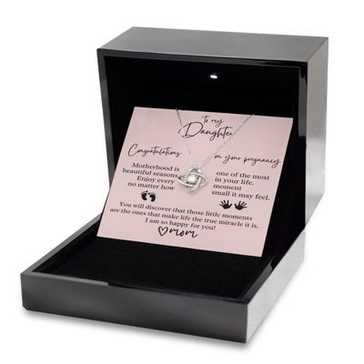Love Knot Silver Necklace Luxury Box Expecting Mom Gift, Pregnant Daughter, Daughter Pregnancy, Gift for Daughter, Daughter Baby Shower, Expecting D