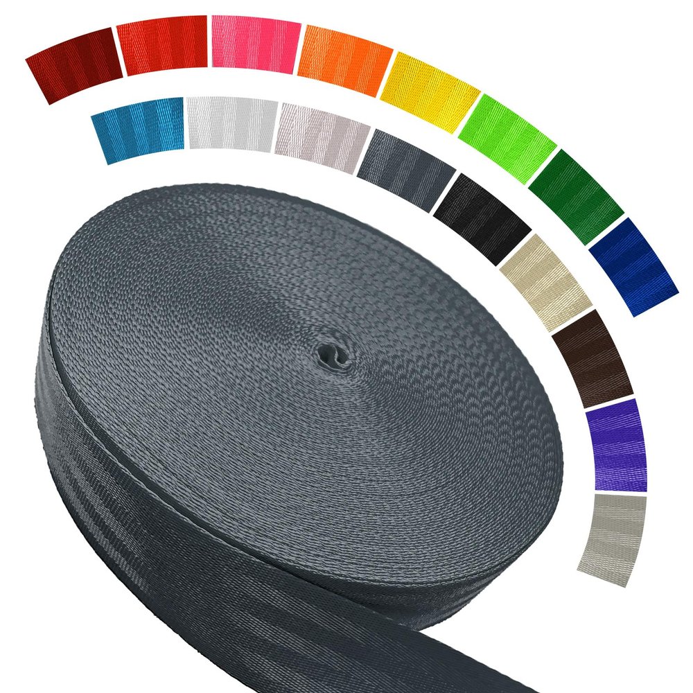 WEBSUKA Polyester Webbing Strap 16+Colors  1"&1.5"&1.9"  16.5 25 33 55 Yards Heavy Duty Webbing Roll, Flat Webbing Strap for Indoor&Outdoor Gear, Climbing, DIY Crafting, Repairing 1.5" 33yards