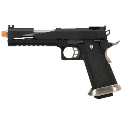 1911 Hi-Capa T-Rex Competition Gas Blowback Airsoft Pistol w/Top Ports (Color: Black & Silver) - WE-Tech