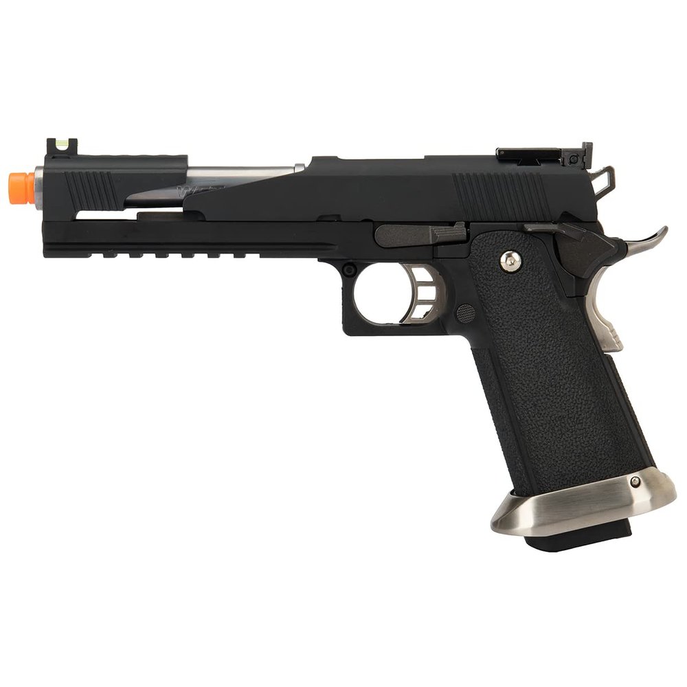1911 Hi-Capa T-Rex Competition Gas Blowback Airsoft Pistol w/Top Ports (Color: Black & Silver) - WE-Tech