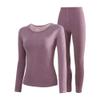 Legou Women's Clothing Alpaca Wool Round Neck Plus Velvet Thick Thermal Underwear Set Purple 3XL