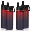 Volhoply 18oz Insulated Water Bottle Bulk 4 Pack,Kids Stainless Steel Water Bottles with Straw Lid,Wide Mouth Reusable Metal Cups,Double Wall Vacuum Sports Flask Keep Hot and Cold(Red Purple,4 Set) view 1