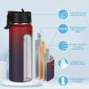 Volhoply 18oz Insulated Water Bottle Bulk 4 Pack,Kids Stainless Steel Water Bottles with Straw Lid,Wide Mouth Reusable Metal Cups,Double Wall Vacuum Sports Flask Keep Hot and Cold(Red Purple,4 Set) view 2