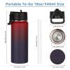 Volhoply 18oz Insulated Water Bottle Bulk 4 Pack,Kids Stainless Steel Water Bottles with Straw Lid,Wide Mouth Reusable Metal Cups,Double Wall Vacuum Sports Flask Keep Hot and Cold(Red Purple,4 Set) view 3
