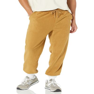 Amazon Essentials Men's Regular-Fit Recycled Polyester Microfleece Closed-Bottom Pants (Previously Amazon Aware), Camel, X-Small