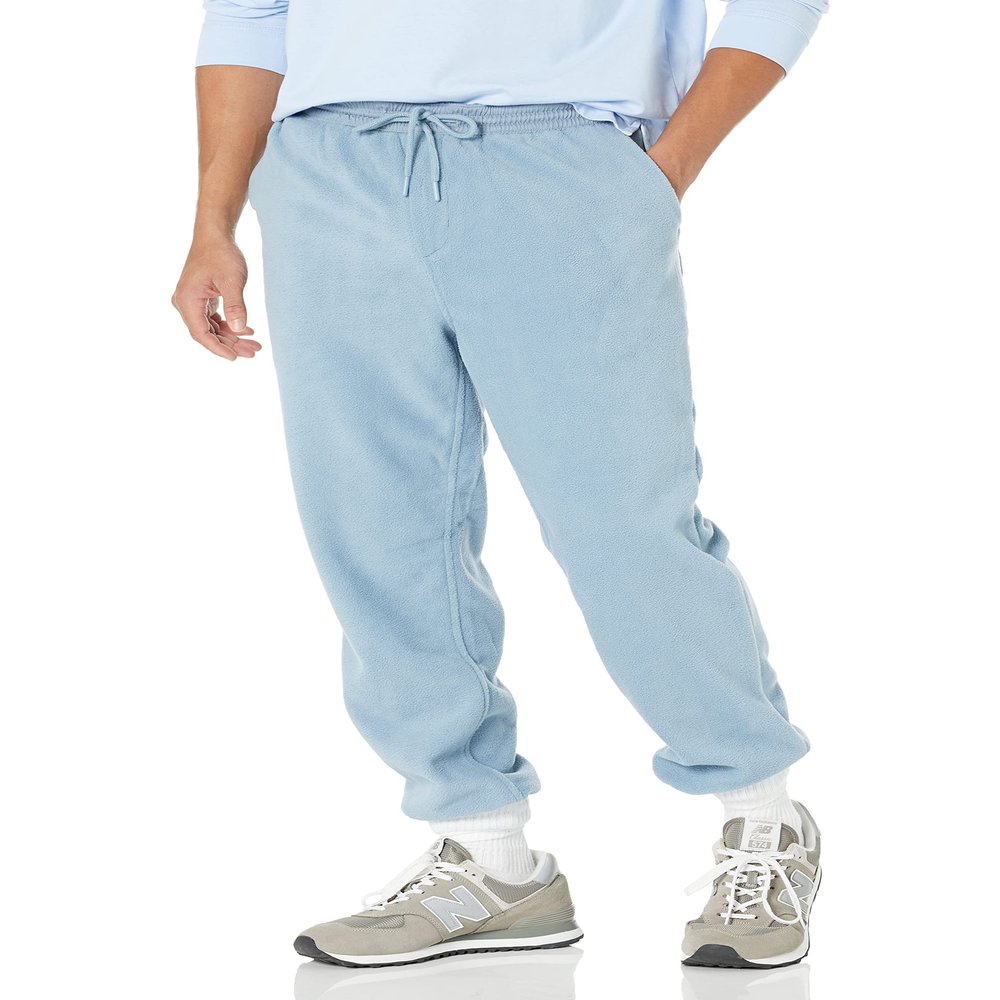 Amazon Essentials Men's Regular-Fit Recycled Polyester Microfleece Closed-Bottom Pants (Previously Amazon Aware), Dusty Blue, Medium