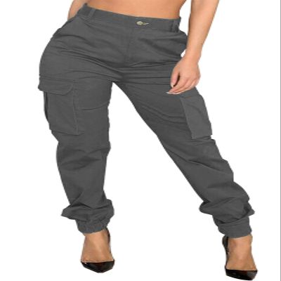 DvaeMalligo Grey Cargo Pants Womens Joggers Pants with Multi Pockets Slim Outdoor Hiking Tapered Sweatpants Active Works Pants
