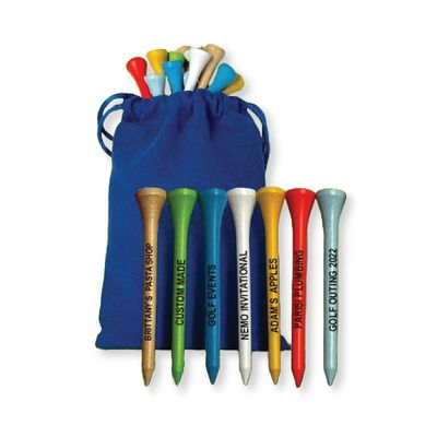 25 Personalized Golf Tees in A Pouch - The Perfect Golf Gift (25 Tees, Blue Pouch, Assorted Tees)