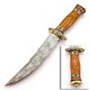 Custom Handmade Damascus Steel Hunting Knife with Wood and Brass Handle view 1