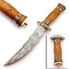 Custom Handmade Damascus Steel Hunting Knife with Wood and Brass Handle view 2