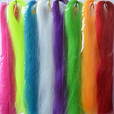 Furtacol Fishing Tying Bucktail Jig Lure Making Materials Synthetic Fiber Tying Material 16 Color (8 Light Color)