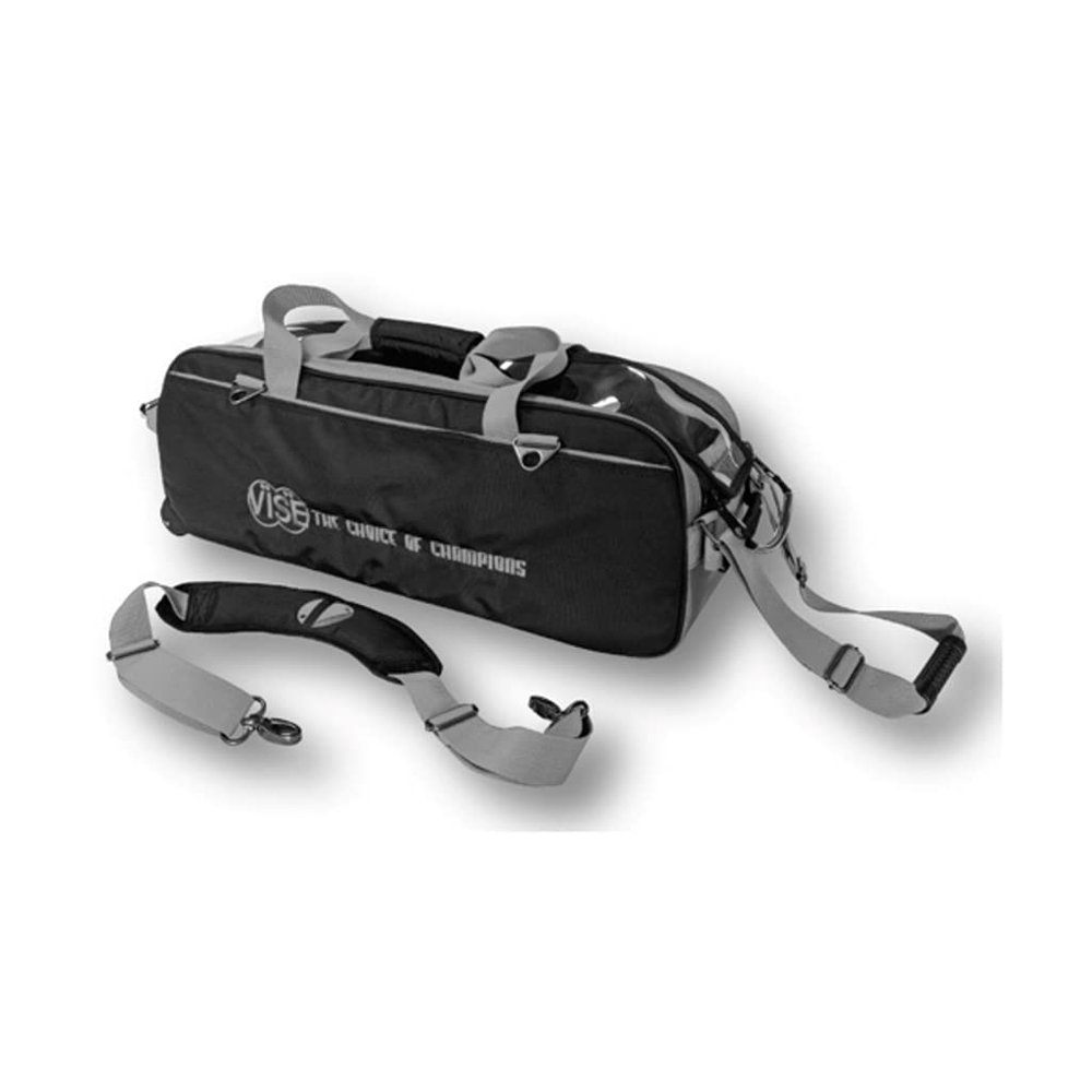 Vise Clear Top 3 Ball Roller Bowling Bag - Black/Silver
