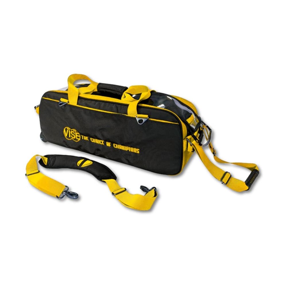 Vise Clear Top 3 Ball Roller Bowling Bag - Black/Yellow